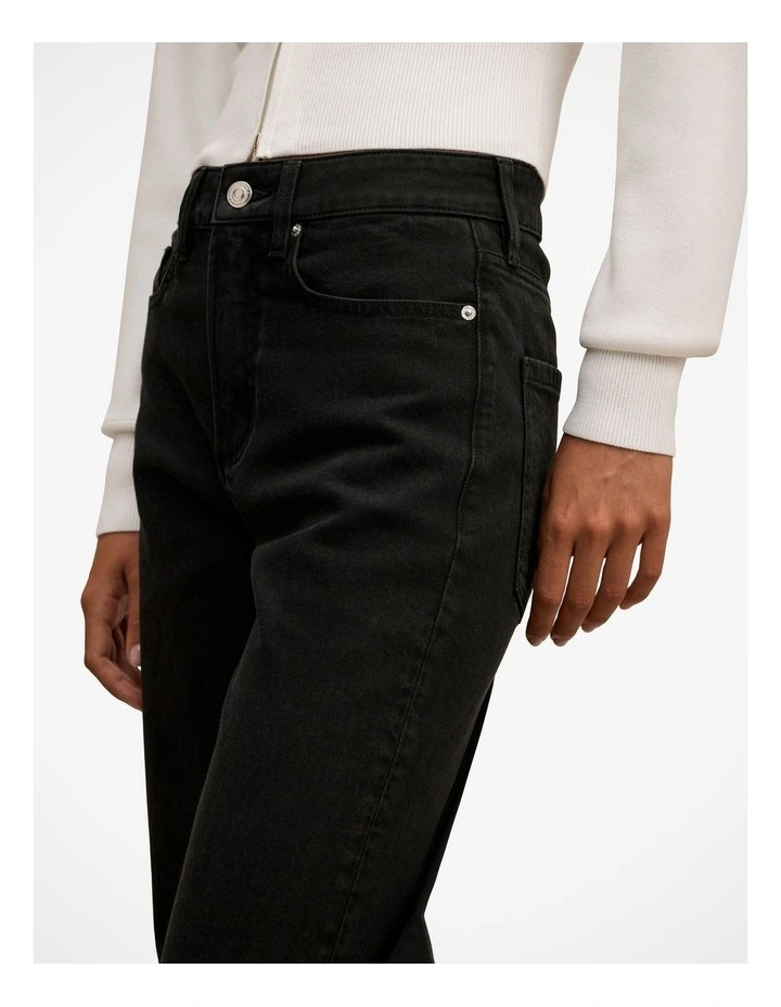 Nicki Mid Rise Straight Jeans in Black image 4