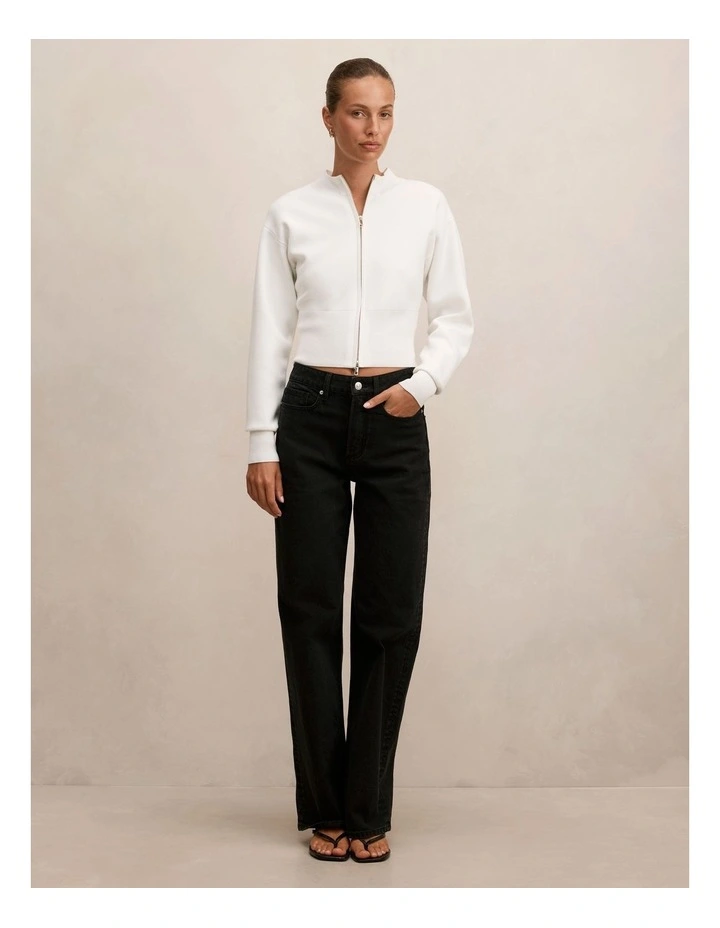 Nicki Mid Rise Straight Jeans in Black image 5