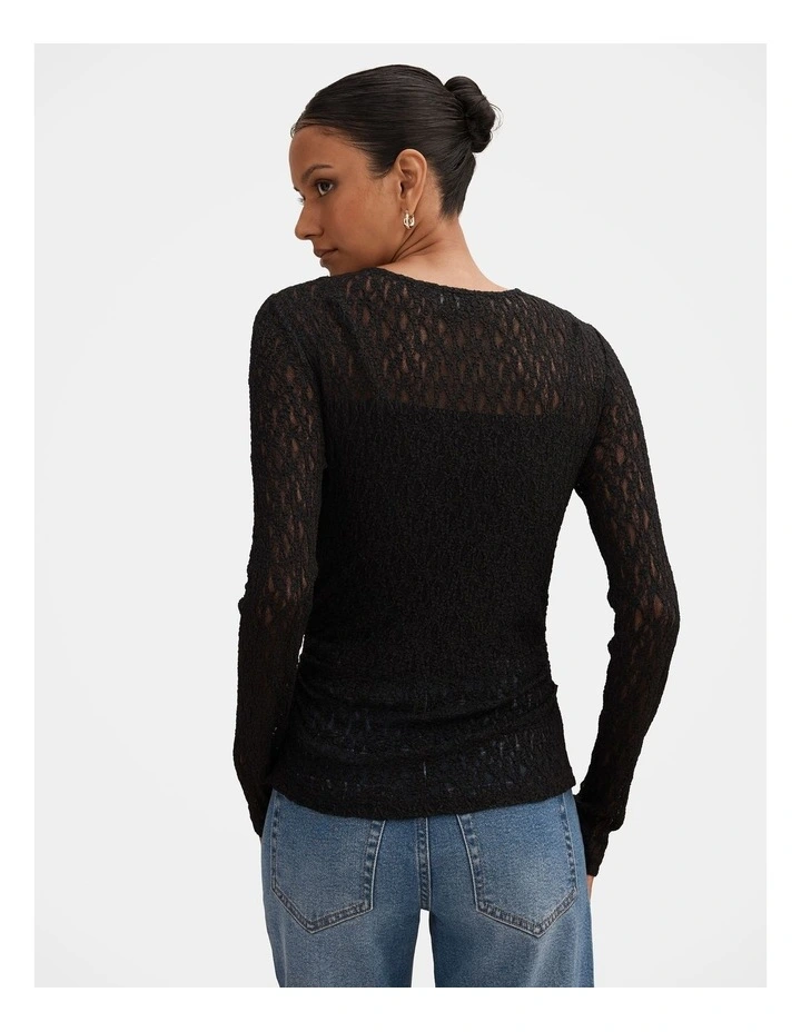 Alex Lace Long Sleeves Top in Black image 2