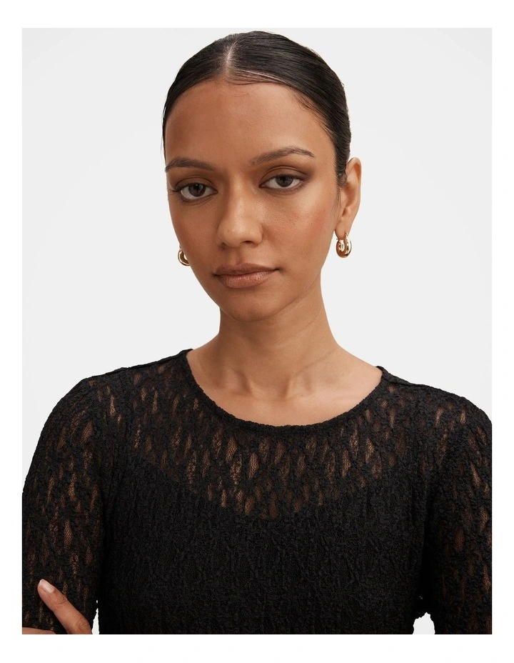 Alex Lace Long Sleeves Top in Black image 4