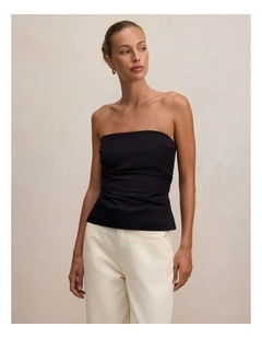 Reese Gathered Strapless Top in Black