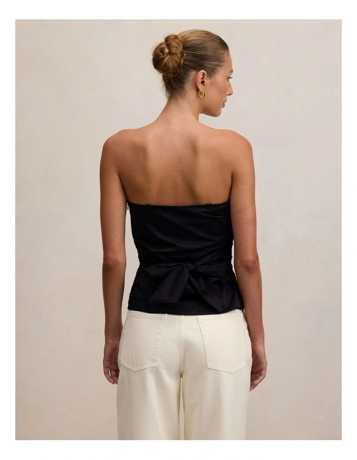 Reese Gathered Strapless Top in Black image 2