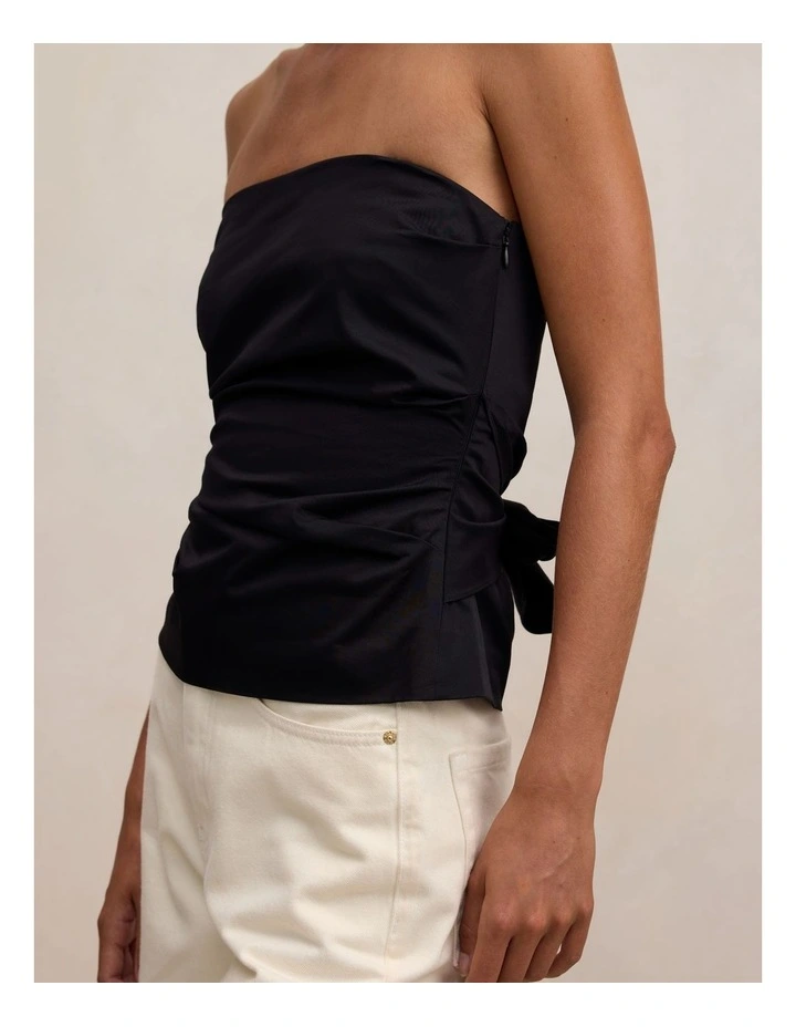 Reese Gathered Strapless Top in Black image 4