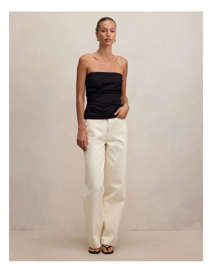 Reese Gathered Strapless Top in Black image 5