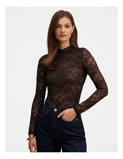 Bea Lace Bodysuit in Black