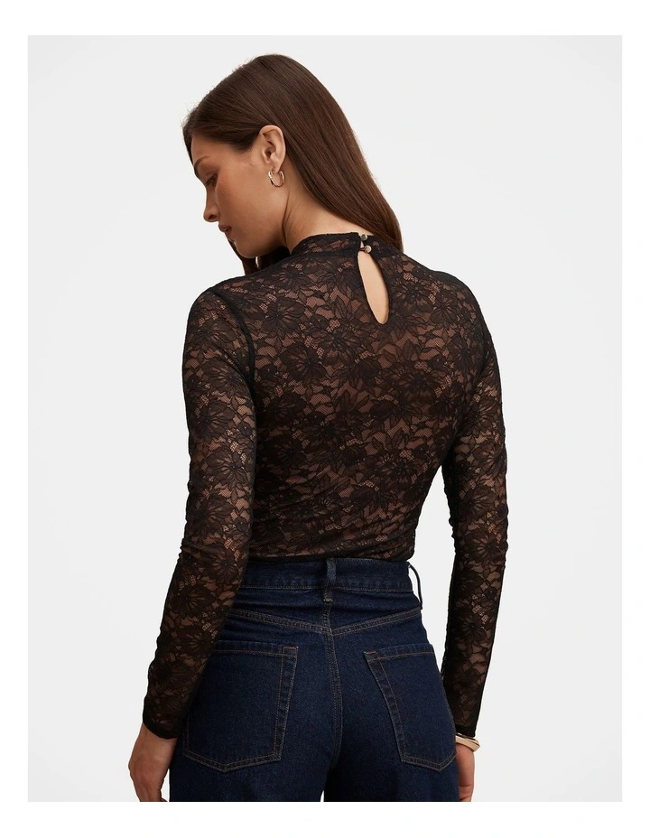 Bea Lace Bodysuit in Black image 2