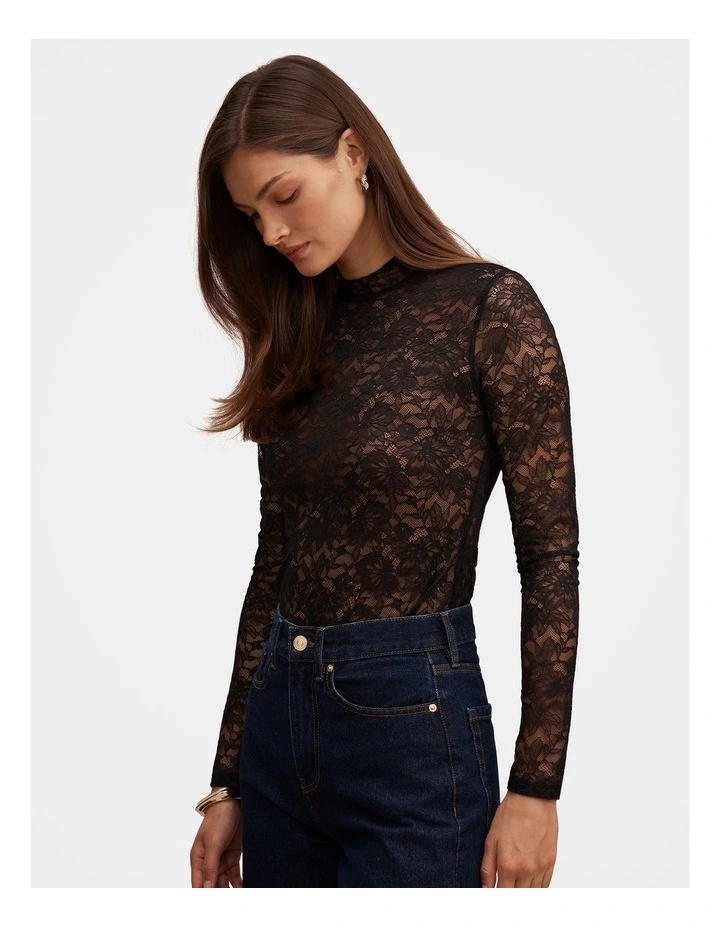 Bea Lace Bodysuit in Black image 3