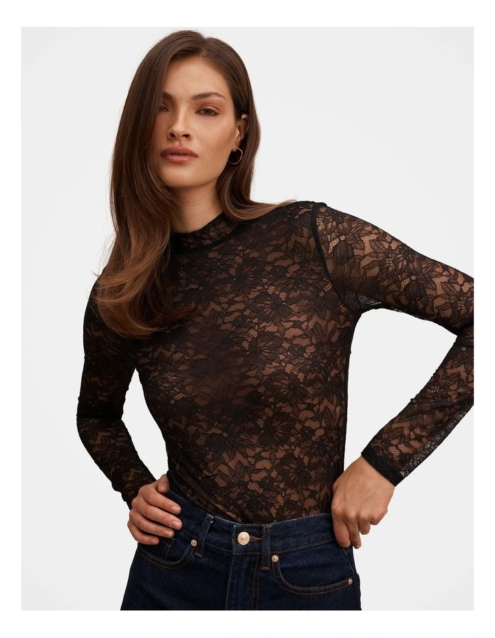 Bea Lace Bodysuit in Black image 4