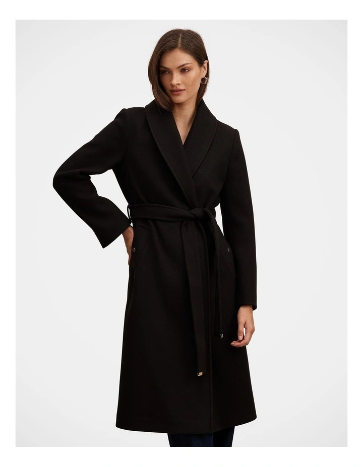 Clarissa Wrap Coat in Black image 1
