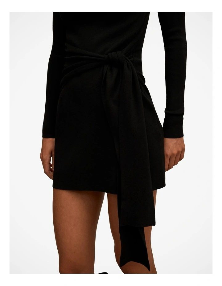 Margot Tie Waist Mini Dress in Black image 4