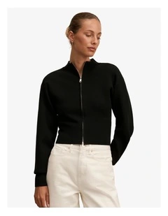 Hanna Zip Knitted Jacket in Black