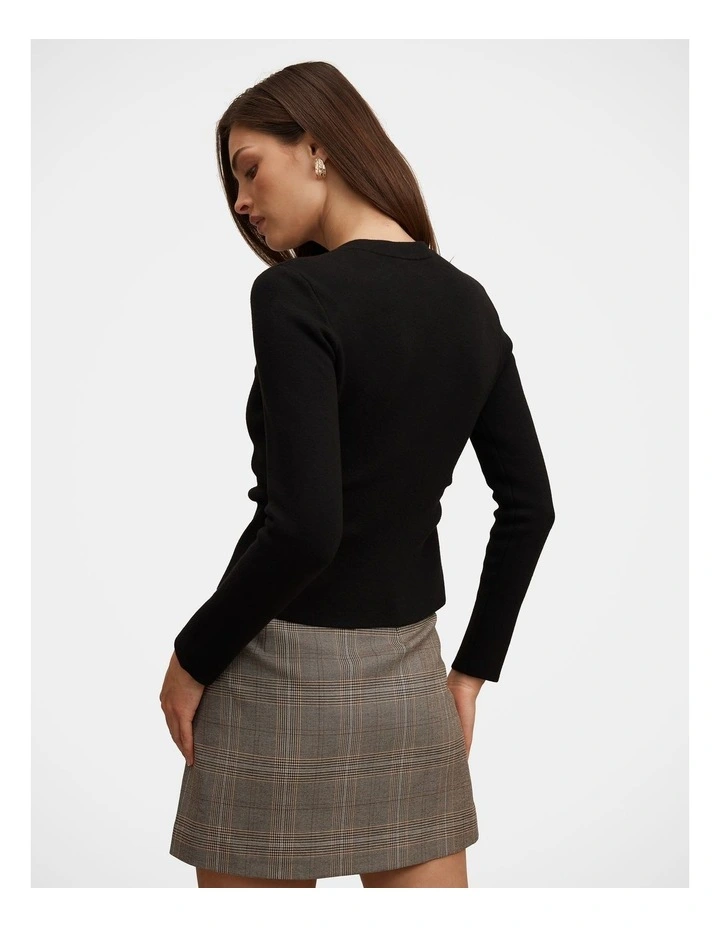 Valencia Structured Knitted Cardigan in Black image 2