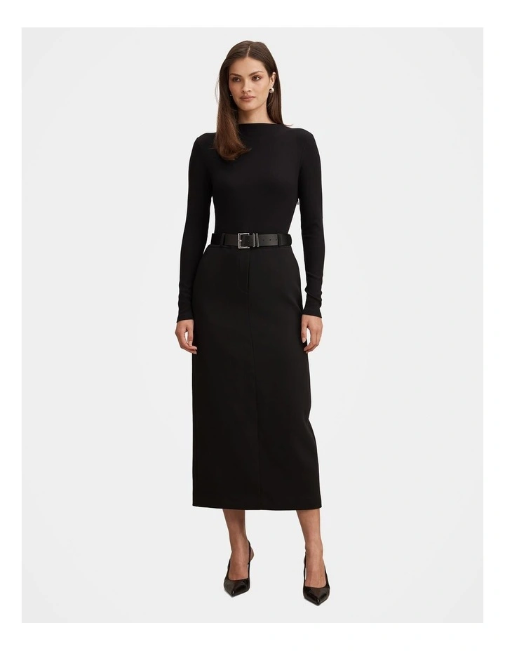 Edwina 2-in-1 Midi Dress in Black image 1