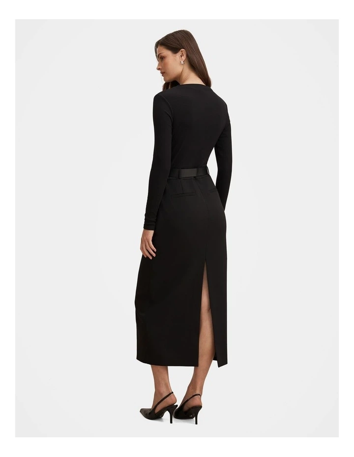 Edwina 2-in-1 Midi Dress in Black image 2