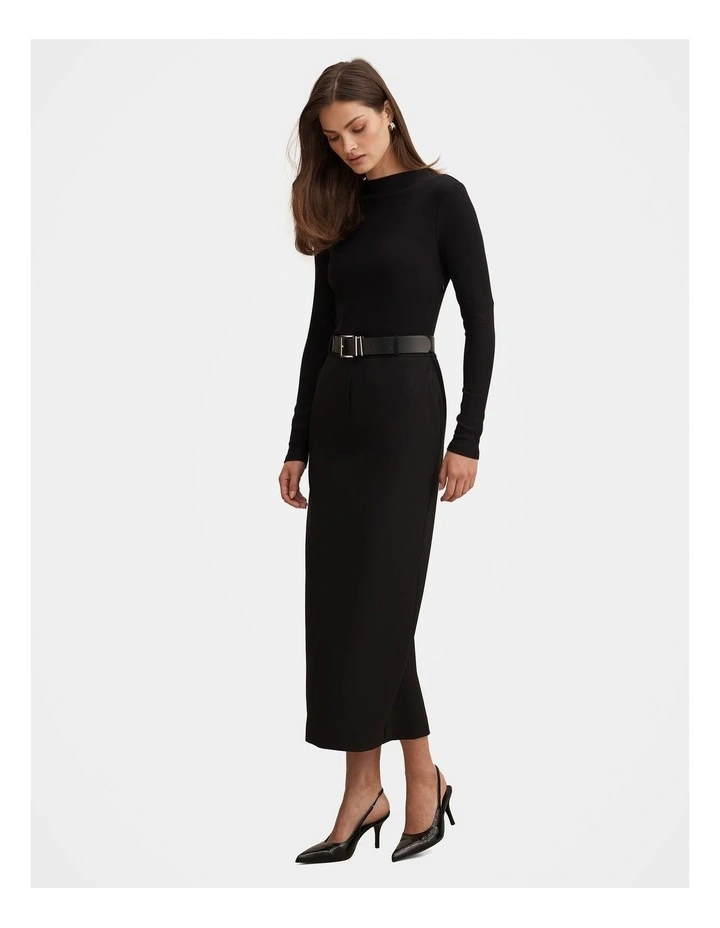 Edwina 2-in-1 Midi Dress in Black image 3