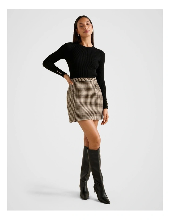 Aisha 2 in 1 Knitted Mini Dress in Black image 1