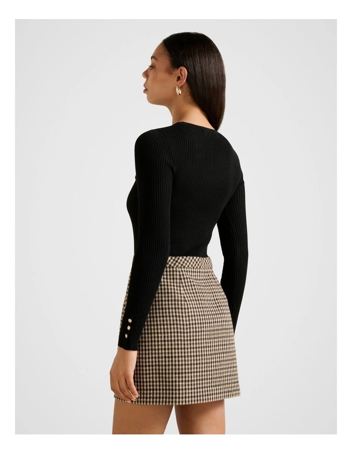 Aisha 2 in 1 Knitted Mini Dress in Black image 2