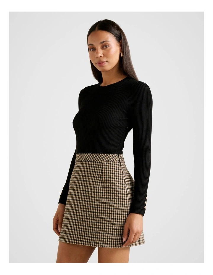 Aisha 2 in 1 Knitted Mini Dress in Black image 3