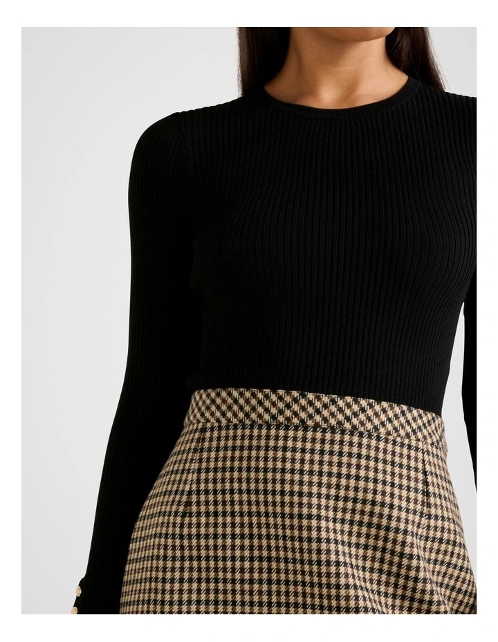 Aisha 2 in 1 Knitted Mini Dress in Black image 4