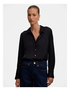 Coco Satin Shirt in Black