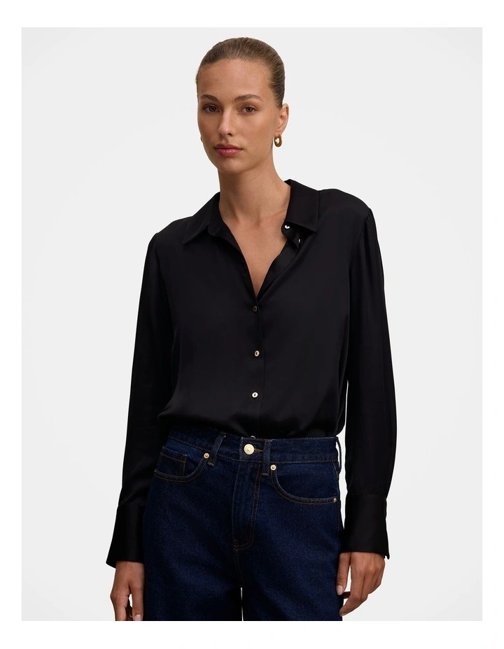 Coco Satin Shirt in Black image 1