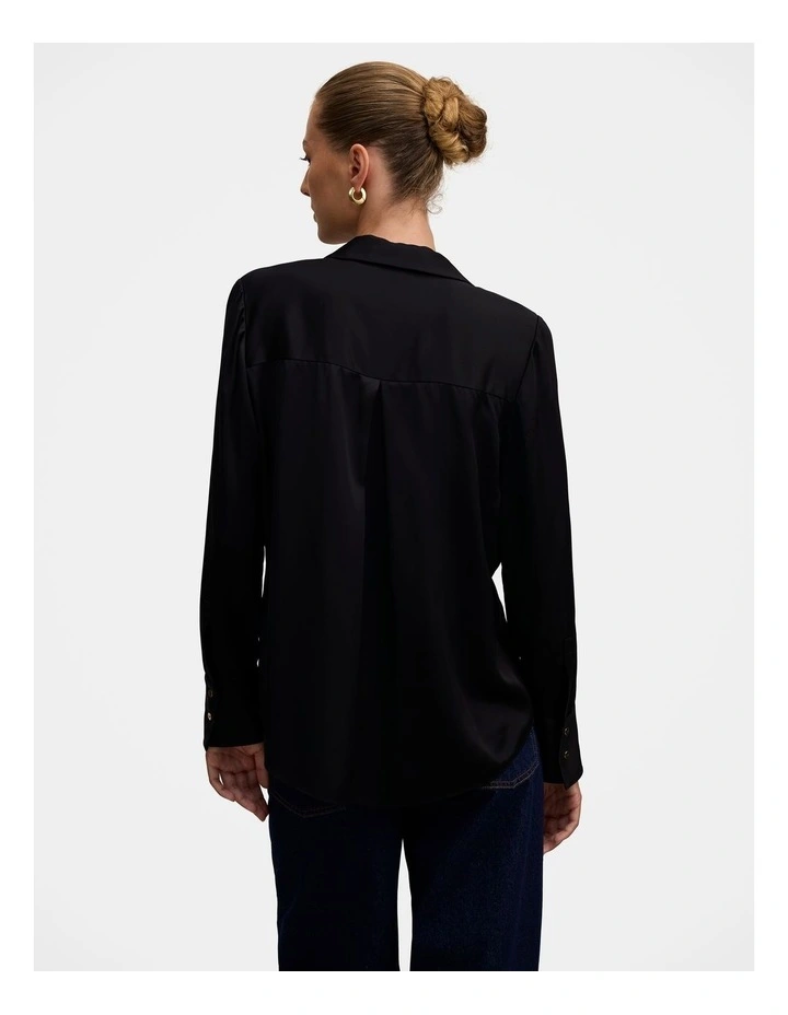 Coco Satin Shirt in Black image 2