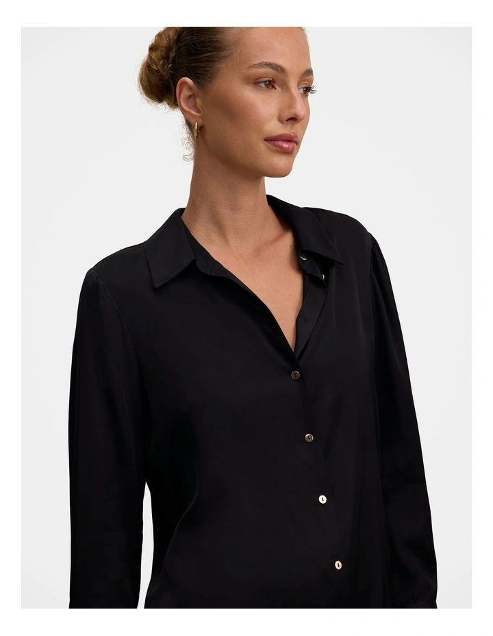 Coco Satin Shirt in Black image 4