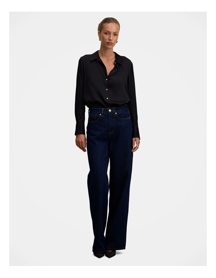 Coco Satin Shirt in Black image 5