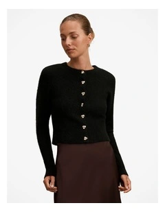 Tilly Crew Neck Cardigan in Black