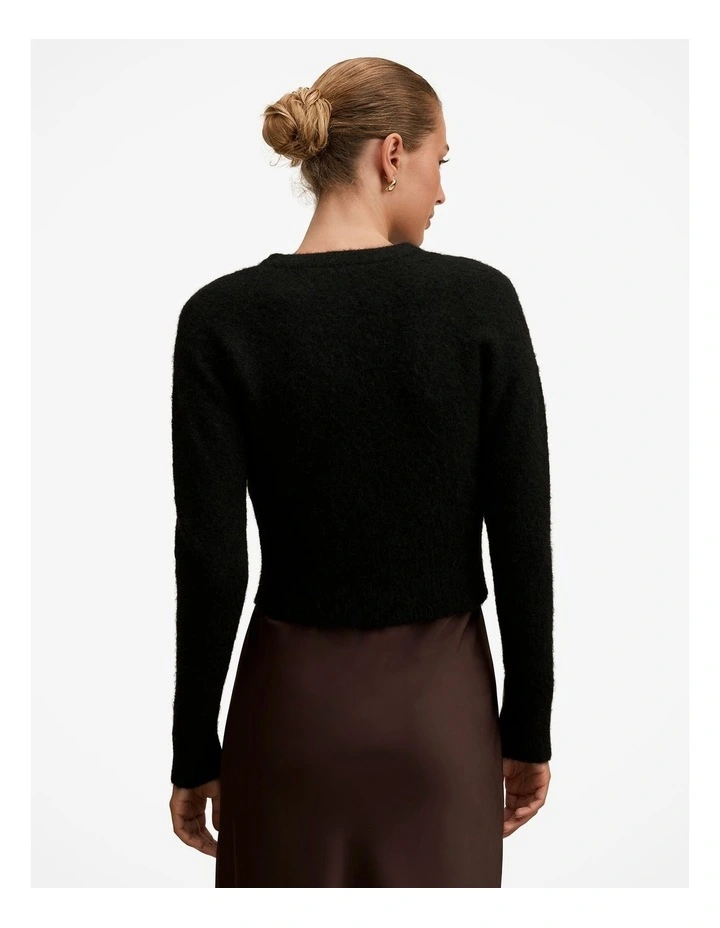 Tilly Crew Neck Cardigan in Black image 2