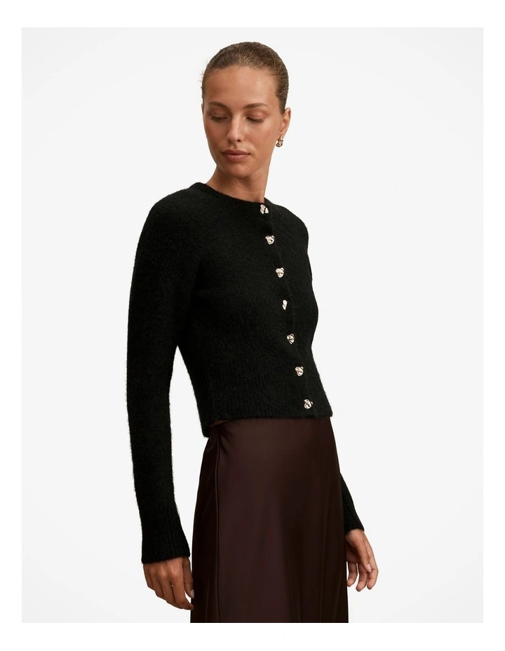 Tilly Crew Neck Cardigan in Black image 3