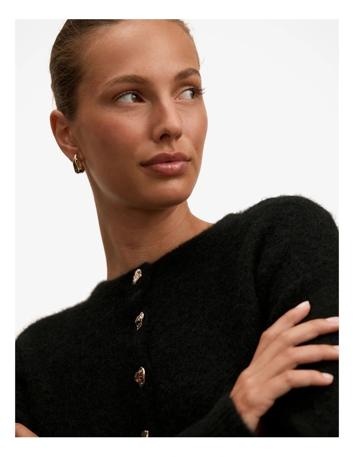 Tilly Crew Neck Cardigan in Black image 4