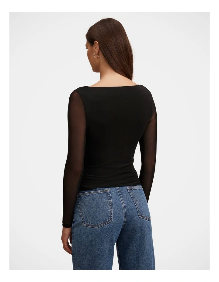 Lorelai Long Sleeves Cowl Top in Black image 2