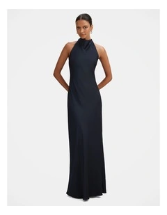 Clementine Satin Maxi Dress in Navy