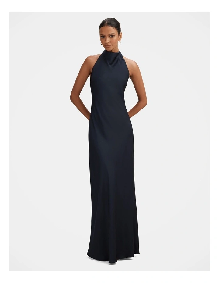 Clementine Satin Maxi Dress in Navy image 1