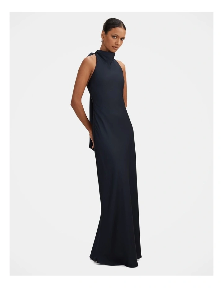 Clementine Satin Maxi Dress in Navy image 3