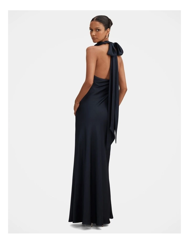 Clementine Satin Maxi Dress in Navy image 4