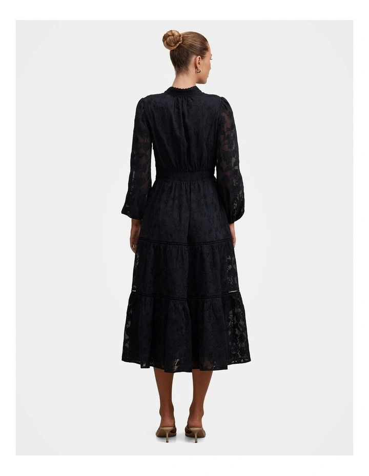 Nala Embroidered Midi Dress in Navy image 2