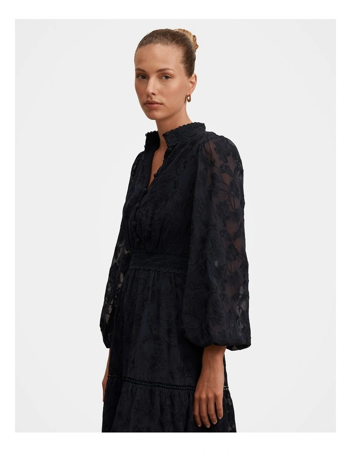 Nala Embroidered Midi Dress in Navy image 4