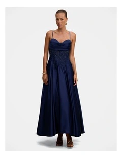 Avaleen Strappy Corset Gown in Blue