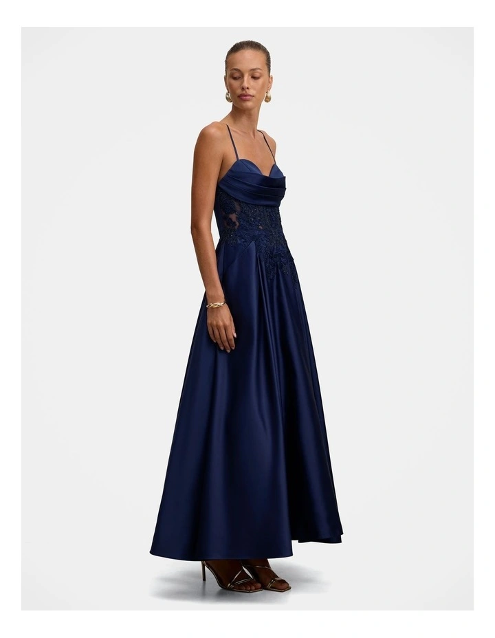 Avaleen Strappy Corset Gown in Blue image 3