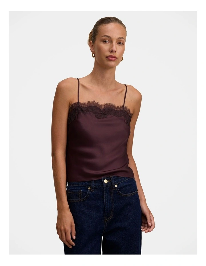 Lyla Lace Cami Top in Brown image 1