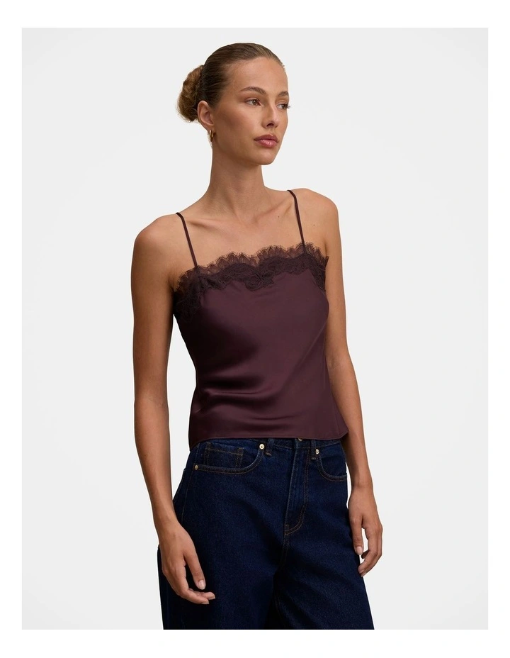 Lyla Lace Cami Top in Brown image 3