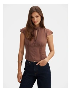 Eden Keyhole Blouse in Brown
