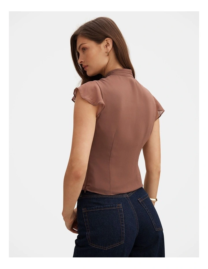 Eden Keyhole Blouse in Brown image 2