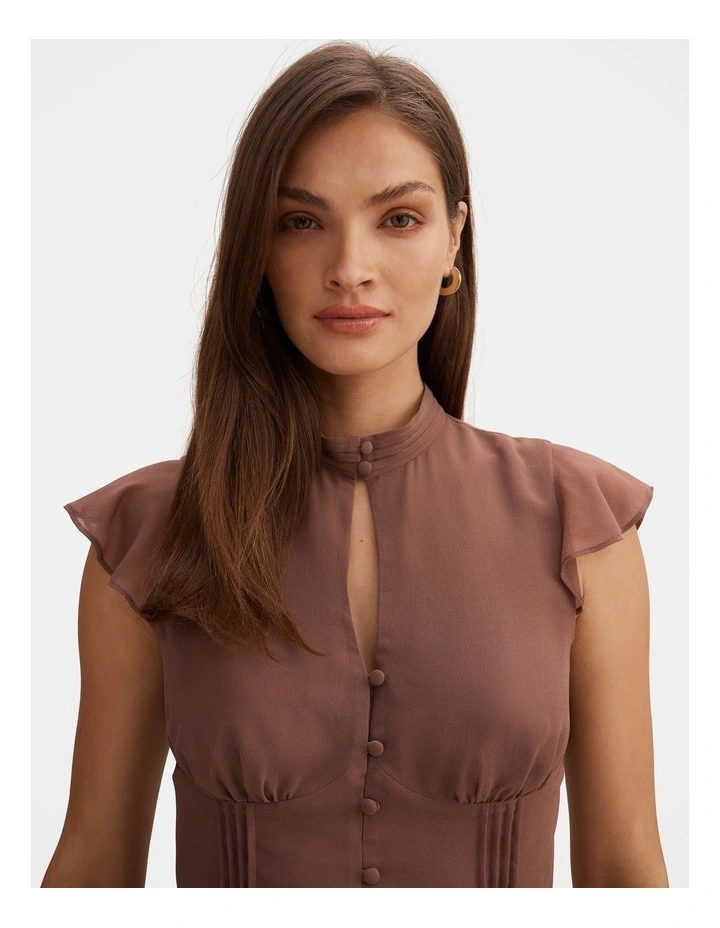 Eden Keyhole Blouse in Brown image 4