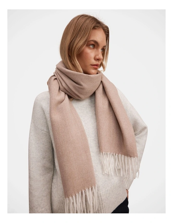 Holly Herringbone Brushed Scarf in Brown image 2