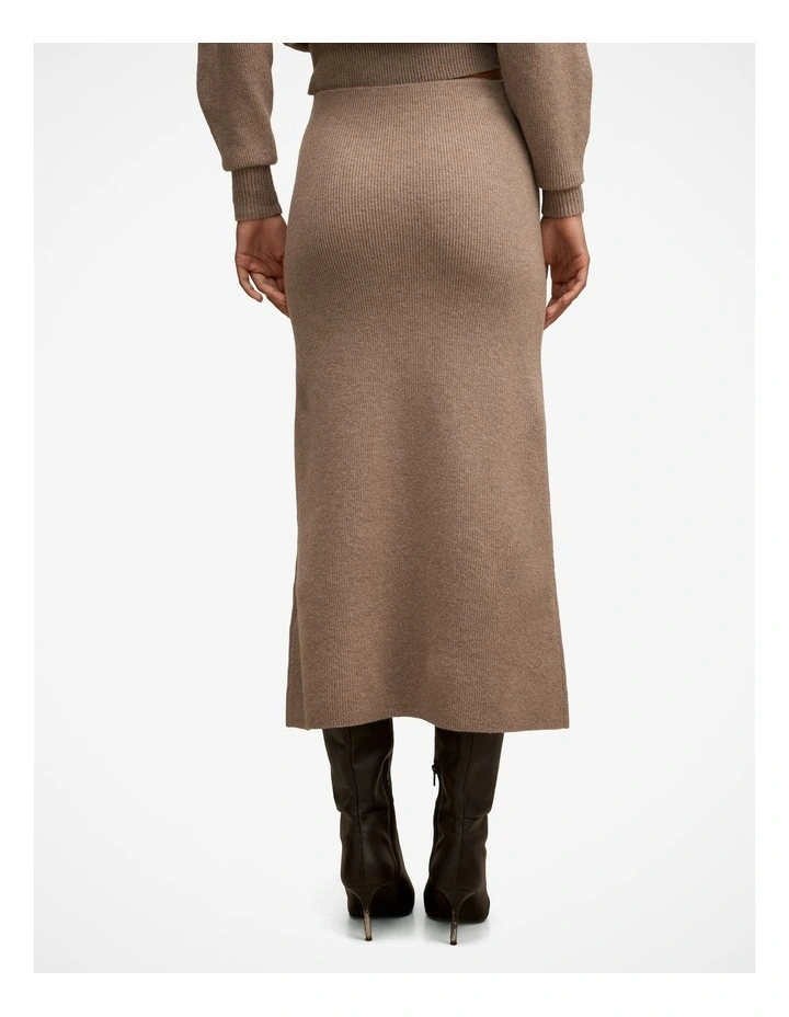 Cora Knitted A-Line Skirt in Brown image 2