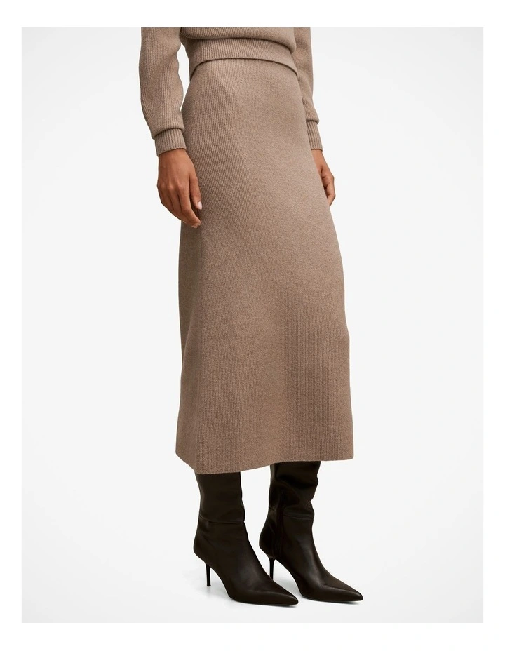 Cora Knitted A-Line Skirt in Brown image 3