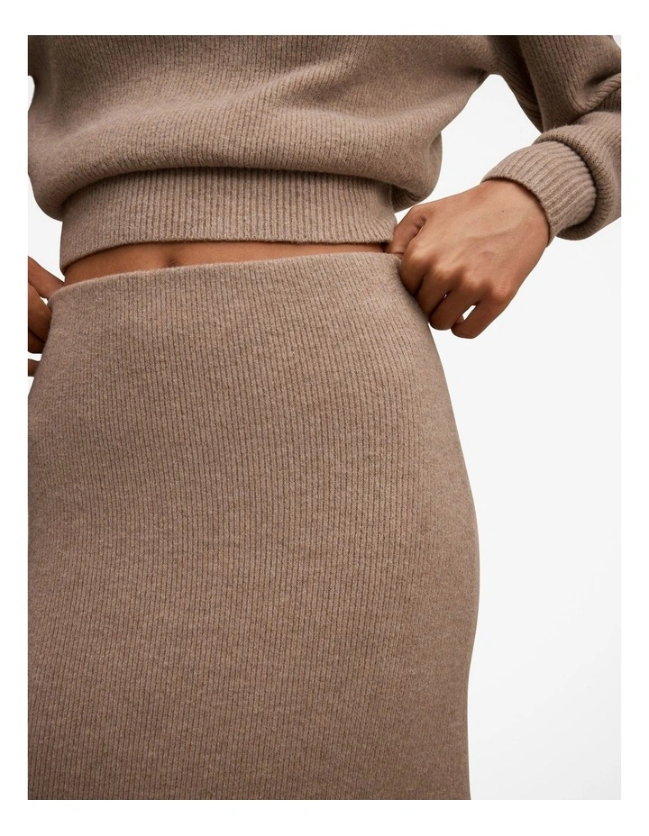 Cora Knitted A-Line Skirt in Brown image 4